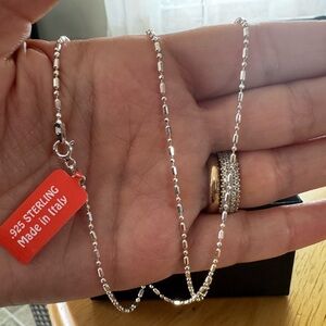 KARIZIA KA-1772 925 Sterling Silver Italy Sparkle Chain Necklace